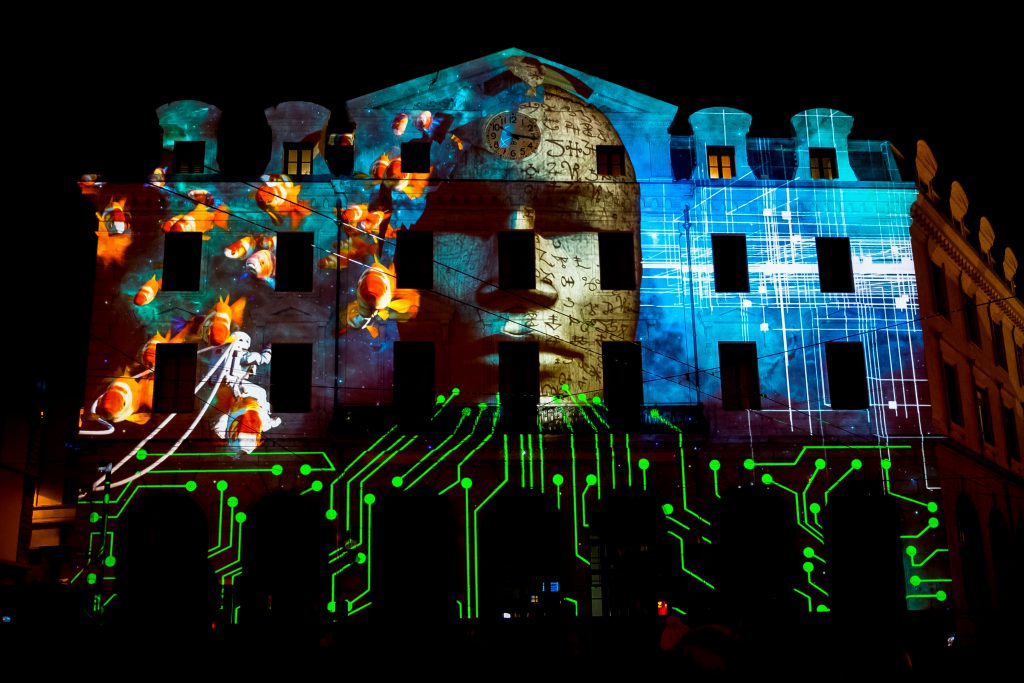 Gare Saint Paul durant la Fête des Lumières à Lyon en 2019